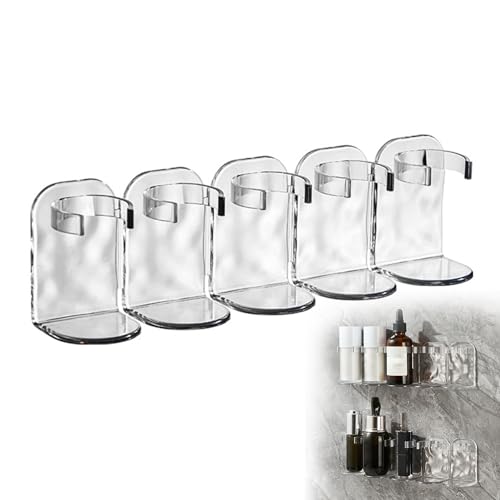 Nexoria Reihenwandregal, Reihenwandregal Aus Kunststoff Row Plastic Wall Rack Wandmontierte Aufbewahrungshaken Stanzfreie Wandhaken Wandmontiertes Lagerregal Für Bad Toilette Küche (Transparent,5) von Nexoria