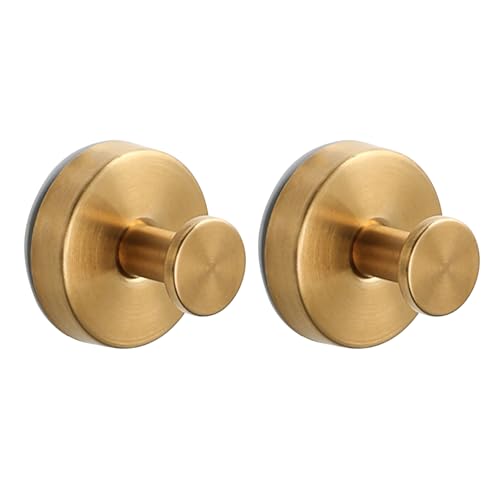 Nexoria Saugnapf Haken, 2 Stück Saughaken Extra Stark Handtuchhaken Ohne Bohren Saughaken Edelstahl Wandhaken Handtuchhalter Saugnapf Saugnäpfe Handtuchhaken für Fenster Glas Küche Badezimmer (Gold) von Nexoria