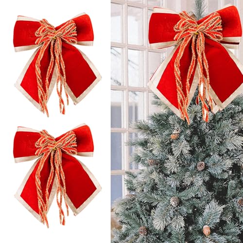 Nexoria Schleifen Weihnachtsbaum, 2 Stück Samt Weihnachtsschleifen Groß Samtschleifen Weihnachtsbaum Deko Schleife Glitzer Rote Schleifen Weihnachten Weihnachtsbaum Schleifen für Weihnachtsdeko (Rot) Nexoria Schleifen Weihnachtsbaum, 2 Stück Samt Weihnachtsschleifen Groß Samtschleifen Weihnachtsbaum Deko Schleife Glitzer Rote Schleifen Weihnachten Weihnachtsbaum Schleifen für Weihnachtsdeko (Rot) von Nexoria