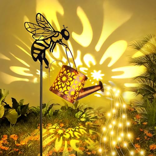 Nexoria Solar Giesskanne für Außen, Solarlampen für Außen Garten LED Solar Giesskanne mit Lichterkette Gartenleuchten So larstecker Gartenleuchten für Rasen Balkon (A) von Nexoria