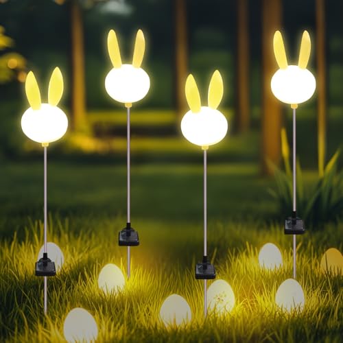 Nexoria Solarlampen für Außen Garten, 2/4 Stück Osterdeko Solar Außenleuchten Wasserdicht Solar Gartenleuchten Osterhase Deko Solarstecker für Außen Garten Ostern Deko Solarleuchten für Garten (B) von Nexoria