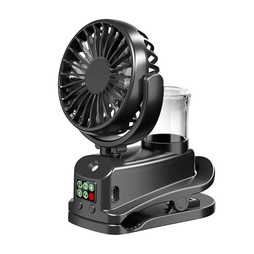 Nexoria Ventilator mit Spray, Tragbarer Mini Ventilator mit Clip Akku Aufladbar Ventilator Leise mit 4 Geschwindigkeiten Clip-On-Ventilator Kleiner Taschenventilator für Reisen Büro Zuhause (Schwarz) Nexoria Ventilator mit Spray, Tragbarer Mini Ventilator mit Clip Akku Aufladbar Ventilator Leise mit 4 Geschwindigkeiten Clip-On-Ventilator Kleiner Taschenventilator für Reisen Büro Zuhause (Schwarz) von Nexoria