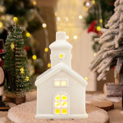 Nexoria Weihnachtsdeko Keramik Lichthäuser, Weihnachtsdorf mit Beleuchtet LED Lichthaus Weisse Porzellan Lichterhaus Weiß Weihnachten Deko Windlicht Haus Weihnachtshäuser für Weihnachtsdeko Innen (A) Nexoria Weihnachtsdeko Keramik Lichthäuser, Weihnachtsdorf mit Beleuchtet LED Lichthaus Weisse Porzellan Lichterhaus Weiß Weihnachten Deko Windlicht Haus Weihnachtshäuser für Weihnachtsdeko Innen (A) von Nexoria