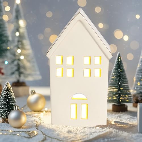 Nexoria Weihnachtsdeko Keramik Lichthäuser, Weihnachtsdorf mit Beleuchtet LED Lichthaus Weisse Porzellan Lichterhaus Weiß Weihnachten Deko Windlicht Haus Weihnachtshäuser für Weihnachtsdeko Innen (N) Nexoria Weihnachtsdeko Keramik Lichthäuser, Weihnachtsdorf mit Beleuchtet LED Lichthaus Weisse Porzellan Lichterhaus Weiß Weihnachten Deko Windlicht Haus Weihnachtshäuser für Weihnachtsdeko Innen (N) von Nexoria