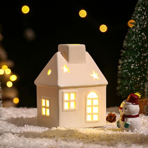 Nexoria Weihnachtsdeko Keramik Lichthäuser, Weihnachtsdorf mit Beleuchtet LED Lichthaus Weisse Porzellan Lichterhaus Weiß Weihnachten Deko Windlicht Haus Weihnachtshäuser für Weihnachtsdeko Innen (H) Nexoria Weihnachtsdeko Keramik Lichthäuser, Weihnachtsdorf mit Beleuchtet LED Lichthaus Weisse Porzellan Lichterhaus Weiß Weihnachten Deko Windlicht Haus Weihnachtshäuser für Weihnachtsdeko Innen (H) von Nexoria