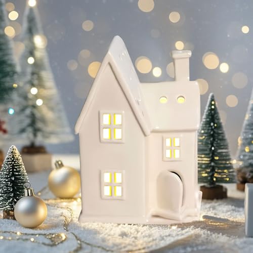 Nexoria Weihnachtsdeko Keramik Lichthäuser, Weihnachtsdorf mit Beleuchtet LED Lichthaus Weisse Porzellan Lichterhaus Weiß Weihnachten Deko Windlicht Haus Weihnachtshäuser für Weihnachtsdeko Innen (J) Nexoria Weihnachtsdeko Keramik Lichthäuser, Weihnachtsdorf mit Beleuchtet LED Lichthaus Weisse Porzellan Lichterhaus Weiß Weihnachten Deko Windlicht Haus Weihnachtshäuser für Weihnachtsdeko Innen (J) von Nexoria