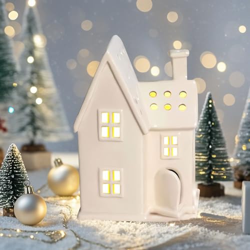 Nexoria Weihnachtsdeko Keramik Lichthäuser, Weihnachtsdorf mit Beleuchtet LED Lichthaus Weisse Porzellan Lichterhaus Weiß Weihnachten Deko Windlicht Haus Weihnachtshäuser für Weihnachtsdeko Innen (K) Nexoria Weihnachtsdeko Keramik Lichthäuser, Weihnachtsdorf mit Beleuchtet LED Lichthaus Weisse Porzellan Lichterhaus Weiß Weihnachten Deko Windlicht Haus Weihnachtshäuser für Weihnachtsdeko Innen (K) von Nexoria