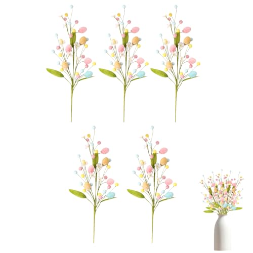 Osterdekoration, 5 Stück Künstliche Ostereier-Picks Kunstzweig Kirschblüte Dekoast Ostern Frühlingsdeko Seidenblumen Einzelblume Ostern Blumenarrangements Haus Dekorationen Für Home von Nexoria