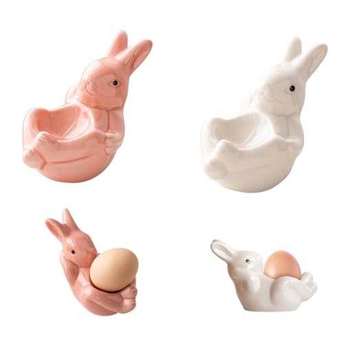 Ostern Eierbecher, Ostereierbecher Ostern Kaninchen Eierbecher Ostern Keramik Eierbecher Lustig Eierbecher Porzellan Keramik Osterhasen-Eierhalter Eierhalter Lustig Für Ostern Dekoration (2Pcs) von Nexoria