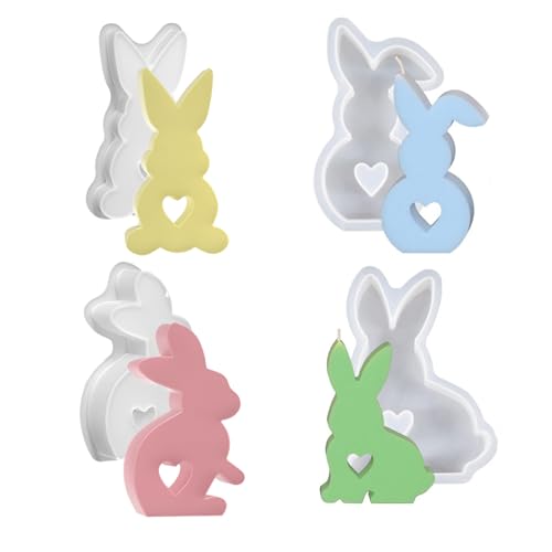 Ostern Kaninchen Silikonformen Gießformen, 3D Kaninchen Kerze Silikonform Osterhase Silikonformen Gießformen Ostern Kaninchen Gießformen Silikon Osterhase Beton Zum Gießen for Dekoration (ABCD) von Nexoria