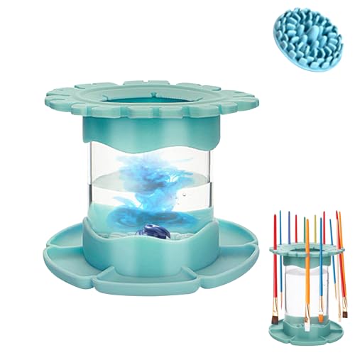 Pinselreiniger-Spülbecher, 3-in-1 Silikon Pinselhalter Pinselbecher Spülbecher Malen Pinsel Rinser Malerei Abnehmbar Kunstpinsel-Reinigerbecher Pinselspüler Pinsel Reiniger Für Aquarell (Blue,M) von Nexoria