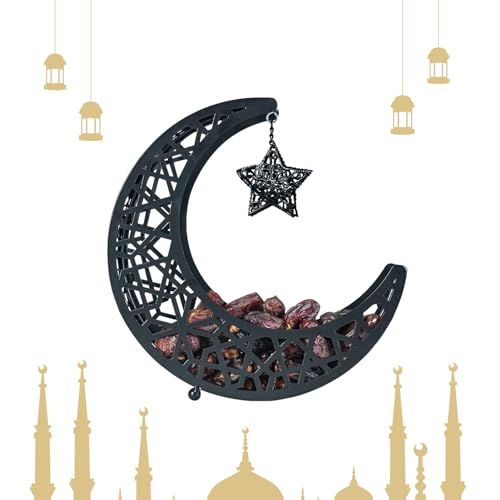 Ramadan Tablett, Eid Mubarak Dessert Tablett Ramadan Dekorationen Mond Tablett Ramadan Deko Mond Srar Dessert Teller Eid Mubarak Dekoration Ramadan Dessert Tray Eid Mubarak Tischdekoration (Black,S) von Nexoria