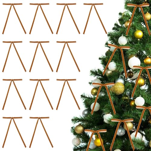 Schleifen Weihnachtsbaum, 60 Stück Weihnachtsschleifen Weihnachtsbaum Deko Rote Schleifen Weihnachten Weihnachtsbaum Schleifen Weihnachtsdeko Weihnachtsschleifen für Baum Weihnachtskranz (Gold) von Nexoria
