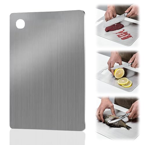 Schneidebrett Edelstahl, Schneidebrett aus Edelstahl Doppelseitiges Schneidebrett edelstahl schneidebrett metall Schneidebrett für Küche Schneidematte für Fleisch Obst Gemüse (29x20cm) von Nexoria