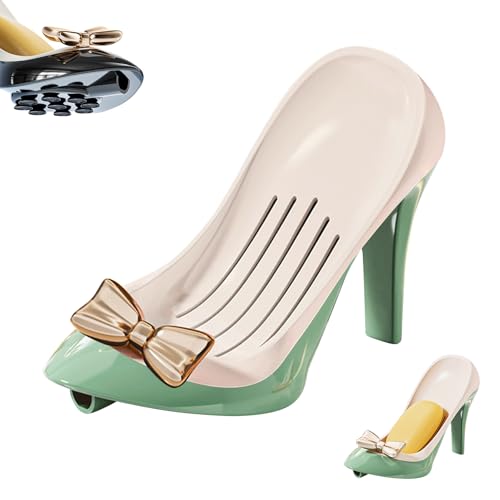 Seifenschale, Seifenschale mit Ablauf High Heels Seifendose mit Abtropfgitter Kreative High Heels Seifenschalen Selbstentleerende Seifenschale Seifenschale Dusche für Dusche Bad (Grün) von Nexoria