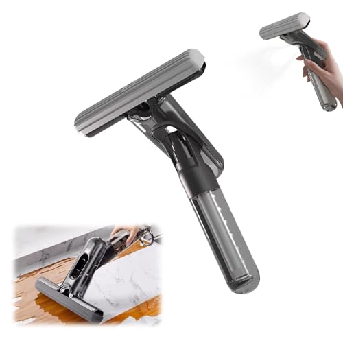 Self Squeezing Mini Mop, Wischmopp mit Auswringfunktion Tragbarer Wischer mit Sprühfunktion Handwaschbarer Desktop Reinigungs Mini Mopp Wischmopp für Fenster Boden Wand (Schwarz) von Nexoria