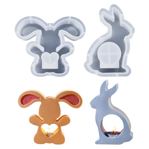 Silikonform Hase, 2 Stück Ostern Kaninchen Gießformen für Kerzen (I) von Nexoria
