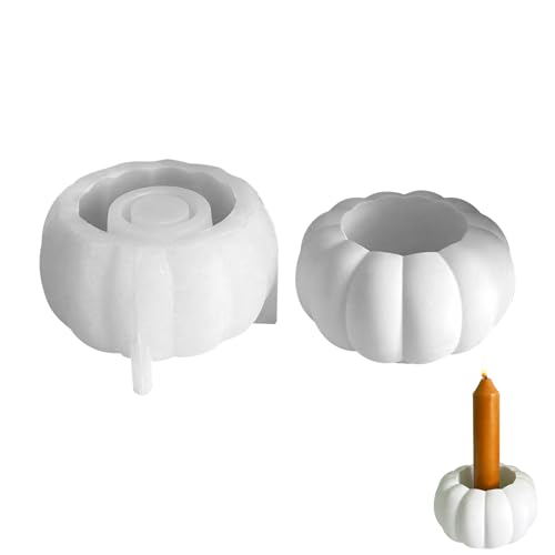 Silikonformen Gießformen Kürbis, 3D Silikonform Kürbis Silikonform Kerzenhalter Giessformen Silikon Kürbis Silikonform Einschieber Kürbis Gießform Kerzenhalter für Halloween Herbstdeko (A) von Nexoria