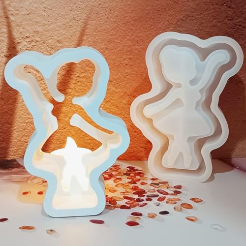 Silikonformen Gießformen Figur, 3D Ballettmädchen Silikonform Kerzenhalter Gießformen Silikon Figur Gips zum Gießen Engel Silikon Gießform Kerzenhalter Silikonform Teelichthalter für DIY (A) von Nexoria