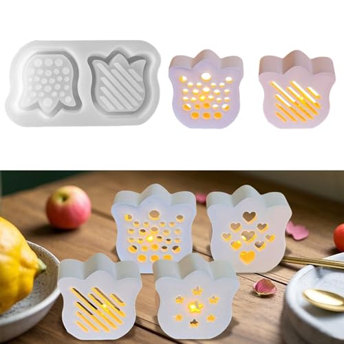 Silikonformen Gießformen Frühling, 2 Stück Tulpen Silikonform Frühling Gießformen Silikon Tulpen Gipsform Zum Gießen Silikonform Blumen mit Herz Giessform Silikon Frühling für Muttertag (B) von Nexoria