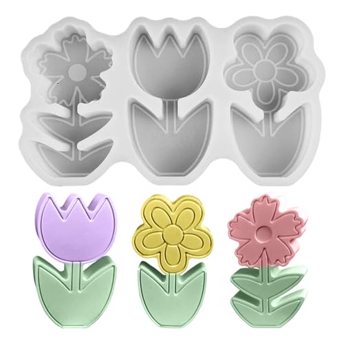 Silikonformen Gießformen Frühling, 3D Silikonform Blumen mit Tulpen Gießformen Silikon Frühling Tulpen Gipsformen zum Gießen Silikonform Frühling Giessform Silikon für Gips Kerzen (G) von Nexoria