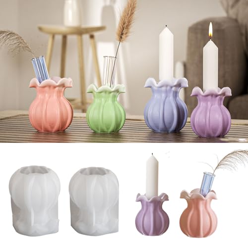 Silikonformen Gießformen Frühling, Silikonform Frühling Vase Silikonform Kerzenhalter Ostern Silikonform Rund Gips zum Gießen Gießform Kerzenhalter Gießformen Silikon Frühling für Handwerk (B) von Nexoria