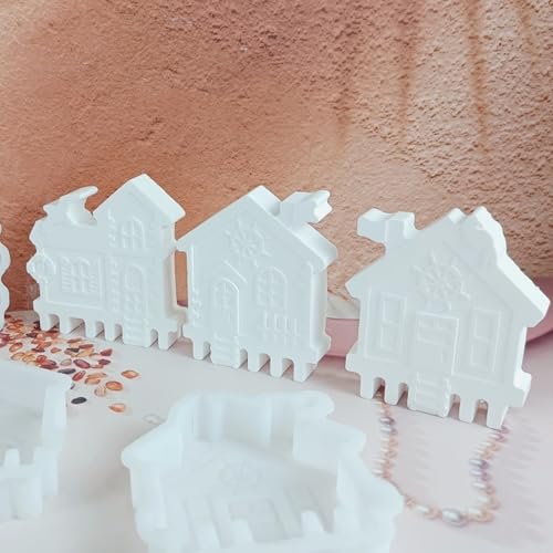 Silikonformen Gießformen Häuser, 3 Stück Silikonform Haus mit Maritim Anker Silikonform Häuser Gipsformen Zum Gießen Gießformen Silikon Häuser Silikon form Sommer für DIY Handwerk (B) von Nexoria