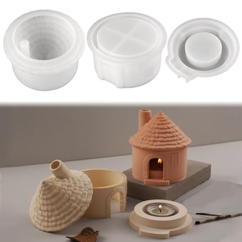 Silikonformen Gießformen Häuser, Silikonform Haus Silikonform Kerzenhalter Gießformen Silikon Teelichthalter Gießform Häuser Gips zum Gießen Gießform Weihnachten für DIY Handwerk von Nexoria