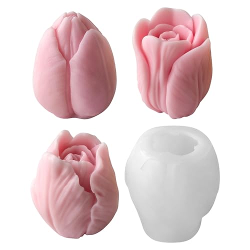 Silikonformen Gießformen Kerzen, 3 Stück Tulpen Kerzen Silikonformen Tulpen Silikonform Blumen Kerzen Formen Silikon 3D Tulpen Gießformen Silikon Silikonform Frühling für Gips Kerzen Seife (A) von Nexoria