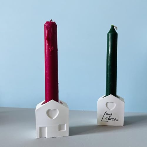 Silikonformen Gießformen Kerzenhalter, 2 Stück Haus Silikonform Kerzenhalter Silikonformen Häuser Gips zum Gießen Gießformen Silikon Gießform Kerzenhalter Giessform Silikon für Stabkerzen von Nexoria