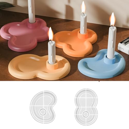 Silikonformen Gießformen Kerzenhalter, 2 Stück Silikonform Kerzenhalter Rund Gießformen Silikon Gipsformen zum Gießen Gießform Kerzenhalter Silikonform Weihnachten für Stabkerzen (A) von Nexoria