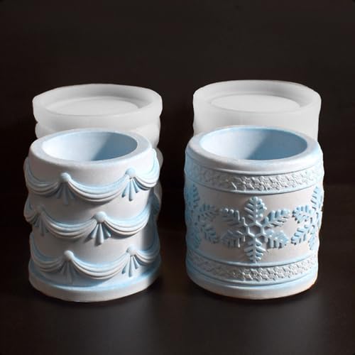 Silikonformen Gießformen Kerzenhalter, 2 Stück Silikonform Weihnachten Silikonform Kerzenhalter mit Schneeflocke Silikon form Vase Kerzenglas Gießform Weihnachten für Teelichter Vorratsgefäß von Nexoria