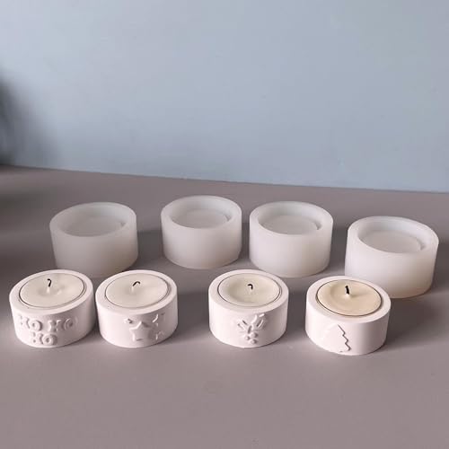 Silikonformen Gießformen Kerzenhalter, 3 Stück Rund Silikonform Kerzenhalter Gießformen Silikon Teelichthalter Silikonform Teelichthalter Gips zum Gießen Gießform Weihnachten für Teelichter (B) von Nexoria