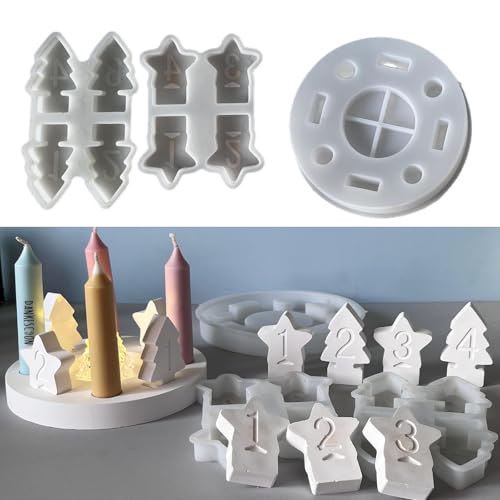 Silikonformen Gießformen Kerzenhalter, 9 Stück Silikonform Stern mit Tablett Gießformen Silikon Weihnachten Gießform Tannenbaum Stern Gips zum Gießen Silikon Gießform Kerzenhalter für DIY Handwerk (A) Silikonformen Gießformen Kerzenhalter, 9 Stück Silikonform Stern mit Tablett Gießformen Silikon Weihnachten Gießform Tannenbaum Stern Gips zum Gießen Silikon Gießform Kerzenhalter für DIY Handwerk (A) von Nexoria