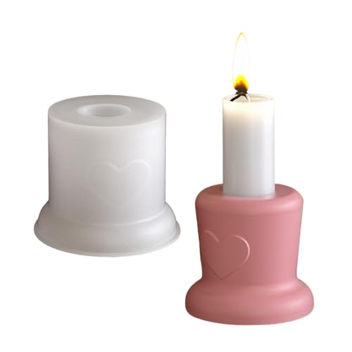 Silikonformen Gießformen Kerzenhalter, Rund Silikonform Kerzenhalter mit Herz Gießformen Silikon Stabkerzenhalter Gips zum Gießen Silikonform Weihnachten für Stabkerzen Teelichter von Nexoria