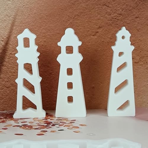 Silikonformen Gießformen Leuchtturm, 3 Stück Silikonform Maritime Leuchtturm Gipsformen zum Gießen Gießformen Silikon Giessform Maritime Leuchtturm Silikonform Sommer für Kerzen Gips (B) von Nexoria