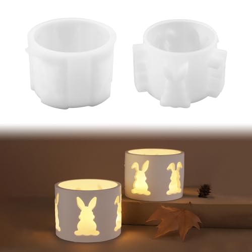 Silikonformen Gießformen Ostern, 2 Stück Silikonform Ostern Hase Silikonform Kerzenhalter Giessformen Silikon Ostern Silikonform Osternhase Teelichthalter Silikon Gießform Ostern für Handwerk (A) von Nexoria