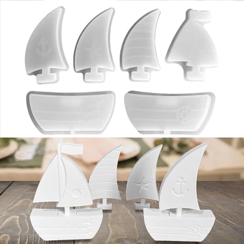 Silikonformen Gießformen Segelboot, 6 Stück Maritime Silikonform Segelboot mit Anker Gießformen Silikon Segelboot Gipsformen zum Gießen Silikonform Sommer Maritime Giessform Silikon für Gips Kerzen von Nexoria