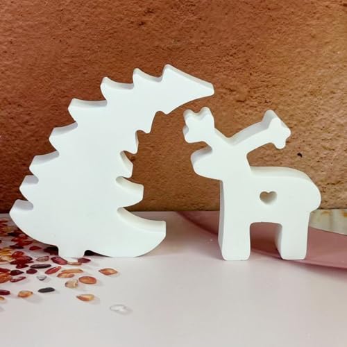 Silikonformen Gießformen Weihnachten, 2 Stück Elch Silikonform Weihnachten Silikonform Tannenbaum Elch Gipsformen zum Gießen Gießformen Silikon Weihnachten Gießform Weihnachtsbaum für DIY (A) von Nexoria