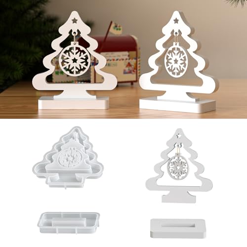 Silikonformen Gießformen Weihnachten, 2 Stück Weihnachtsbaum Silikonform Weihnachten Kerzenhalter Silikonform Tannenbaum mit Sockel Gießformen Silikon Weihnachten Gießform Tannenbaum für Handwerk (A) von Nexoria