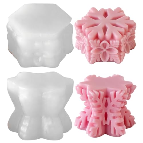 Silikonformen Gießformen Weihnachten, 3D Schneeflocke Silikonform Kerzen Silikonform Weihnachten Schneeflocken Kerzenformen zum Gießen Gießformen Silikon Kerzen Silikonformen Kerzenform (C) von Nexoria
