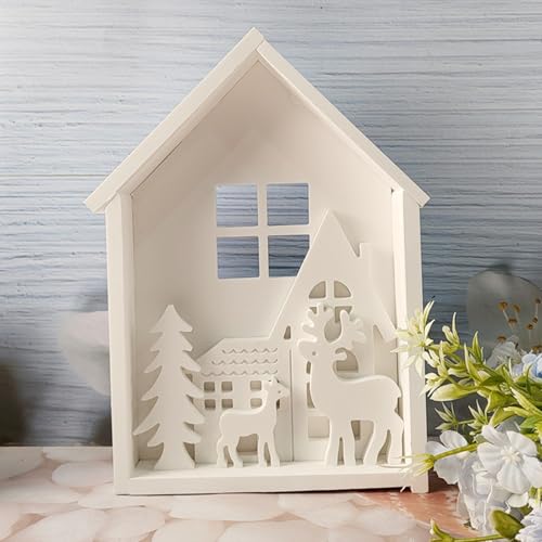 Silikonformen Gießformen Weihnachten, 3D Silikonform Haus mit Elch Baum Silikonform Weihnachten Gießformen Silikon Häuser Gips zum Gießen Gießform Weihnachten Kerzenhalter für Handwerk (A) von Nexoria