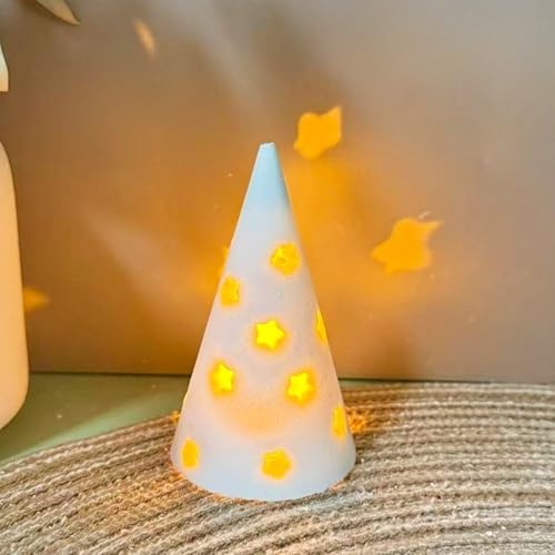Silikonformen Gießformen Weihnachten, 3D Weihnachtsbaum Silikonform Weihnachten Kerzenhalter Kegel Silikonform Baum mit Stern Muster Gips Zum Gießen Gießformen Silikon Weihnachten (A) von Nexoria
