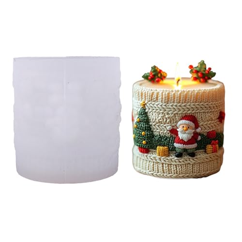 Silikonformen Gießformen Weihnachten, 3D Weihnachtsmann Silikonform Kerzen Zylindrische Silikonform Weihnachten Kerzenformen zum Gießen Kerzen Formen Silikon Kerzengießform (A) von Nexoria
