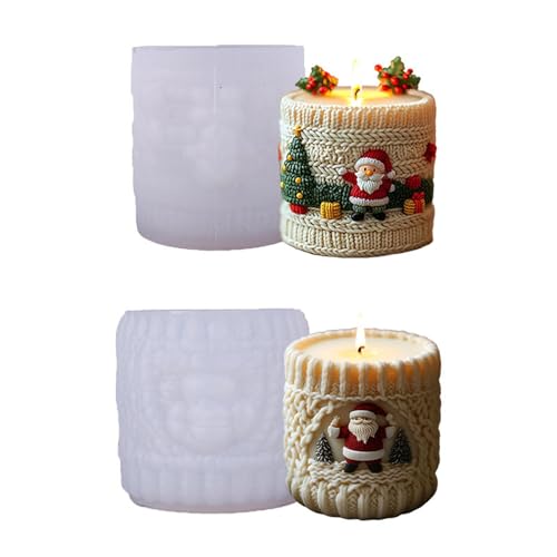 Silikonformen Gießformen Weihnachten, 3D Weihnachtsmann Silikonform Kerzen Zylindrische Silikonform Weihnachten Kerzenformen zum Gießen Kerzen Formen Silikon Kerzengießform (C) von Nexoria