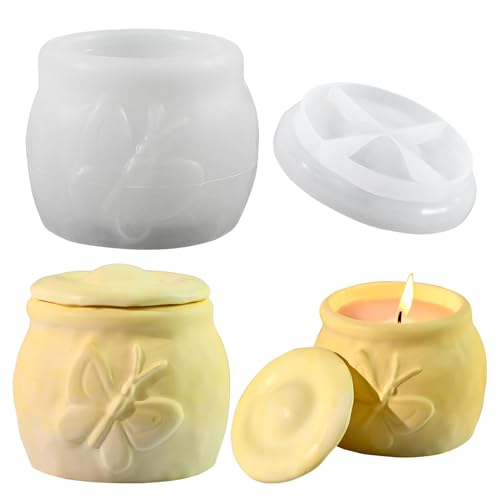 Silikonformen Gießformen Weihnachten, Silikonform Ostern Silikonform Dose mit Deckel Silikonform Kerzenhalter Silikonform Schale mit Schmetterling Stern Silikonform Frühling für Kerzenhalter (A) von Nexoria