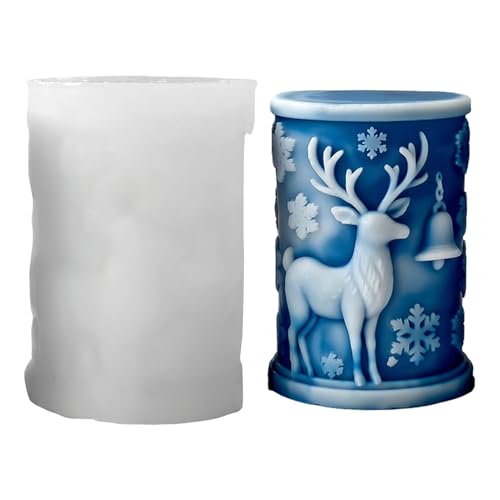 Silikonformen Gießformen Weihnachten, Silikonform Weihnachten Kerzenformen zum Gießen Zylindrische Kerzenform Silikon Schneeflocke Kerzen Formen Silikon Kerzengießform für Duftkerzen (A) von Nexoria