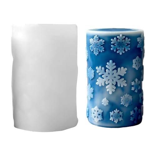 Silikonformen Gießformen Weihnachten, Silikonform Weihnachten Kerzenformen zum Gießen Zylindrische Kerzenform Silikon Schneeflocke Kerzen Formen Silikon Kerzengießform für Duftkerzen (C) von Nexoria