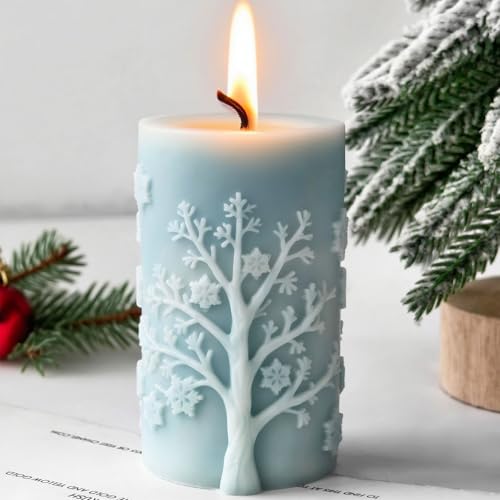 Silikonformen Gießformen Weihnachten, Silikonform Weihnachten Kerzenformen zum Gießen Zylindrische Kerzenform Silikon Schneeflocke Kerzen Formen Silikon Kerzengießform für Duftkerzen (E) von Nexoria