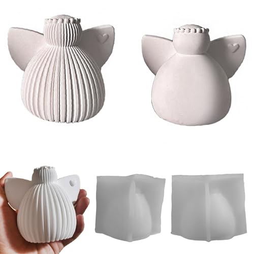 Silikonformen Gießformen Weihnachten Kerzen, 2 Stück 3D Engel Silikonform Weihnachten Gießform Engel Gipsform zum Gießen Gießformen Silikon Weihnachten Kerzenform für Gips Kerzen (A) von Nexoria